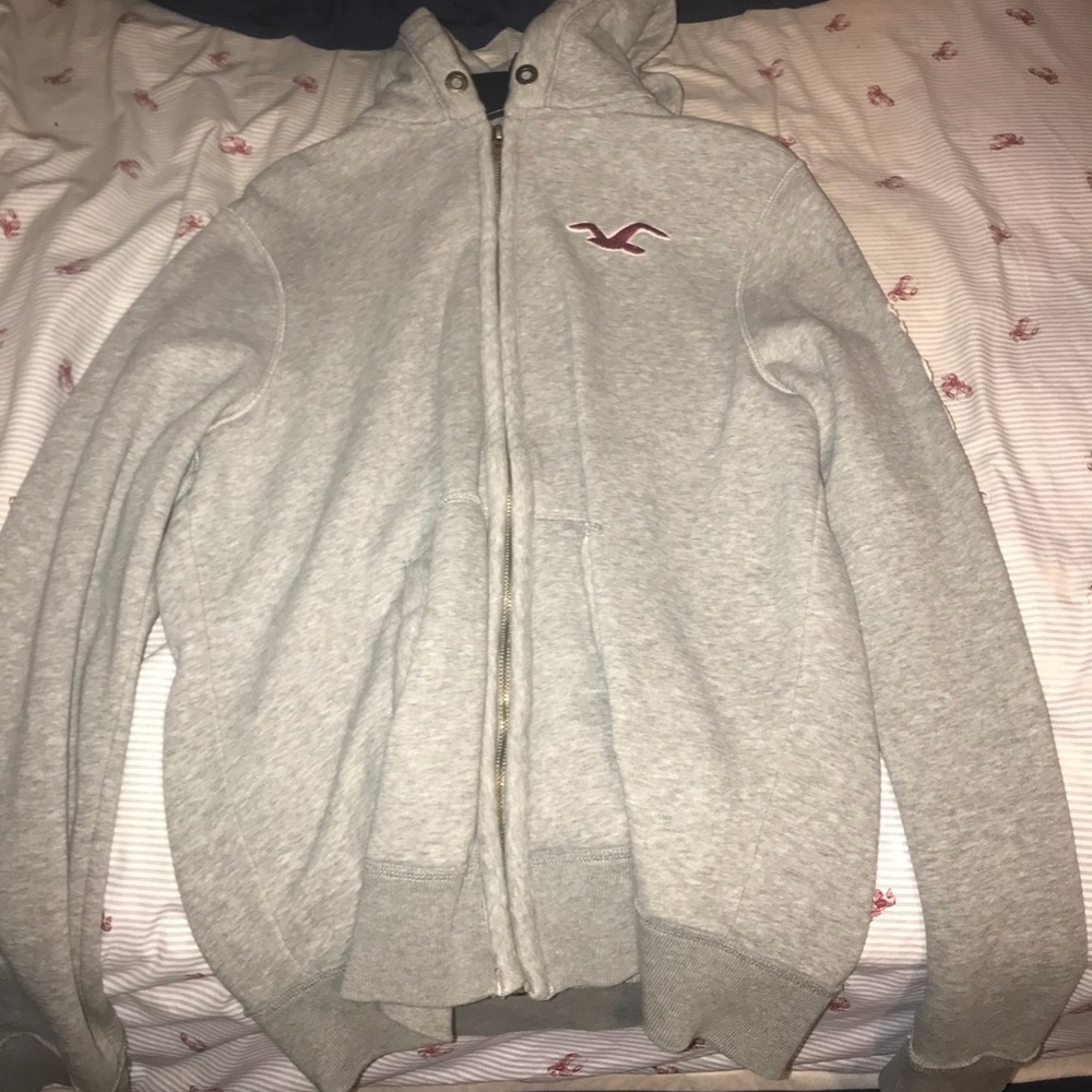 Gray hollister zip up sweatshirt
